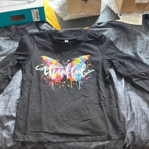 Kids Black Butterfly Graphic Long Sleeve Shirt